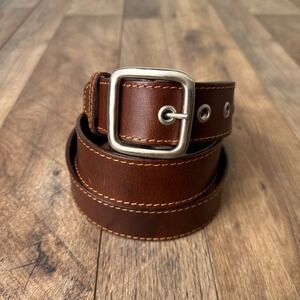 Ac-Cents‎ Dress Leather Belt Mens Size 44 Brown Silver Buckle Made in India